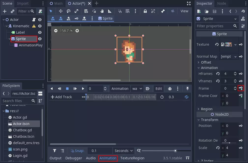 Keying a new animation frame