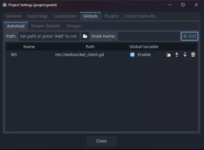 Godot Autoload WebSocket Client