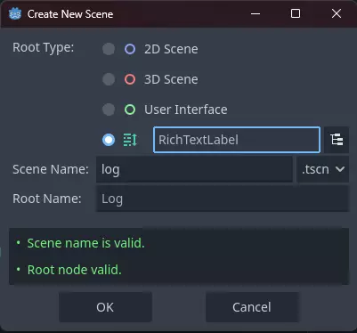 Godot Log Scene